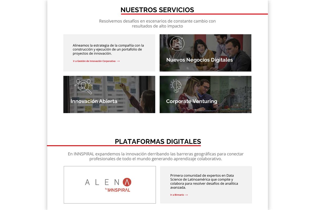 Diseño del sitio web de la consultora Innspiral